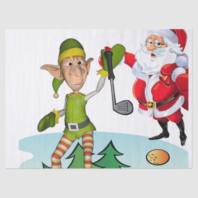 Christmas Tissue Paper, Santa Golf Tissue Paper (Front)