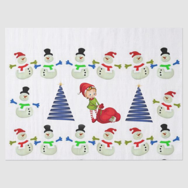 Christmas Tissue Paper, Snowman Paper (Front)