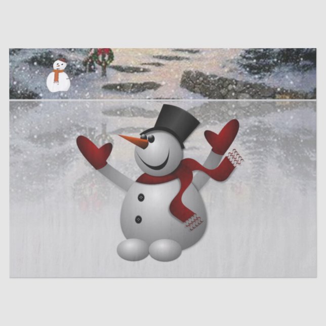 Christmas Tissue Paper, Snowman Paper (Front)