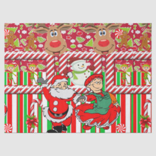 Christmas Tissue Paper Snowman Santa Mrs. Claus