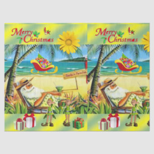 Christmas Tissue Paper, Summer Beach Bum Santa Paper