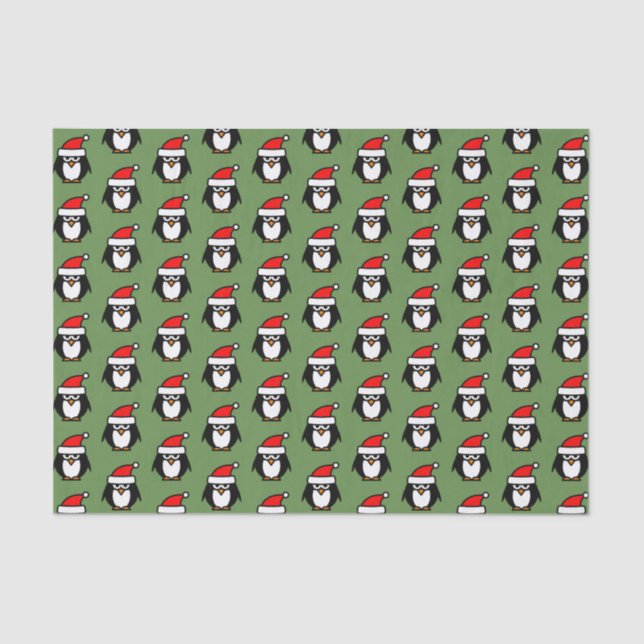 Christmas tissue paper with funny Santa penguin (Front)