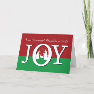 Christmas to Chaplain and Wife JOY Red and Green Card