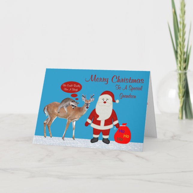 Christmas To Grandson Greeting Card (Front)