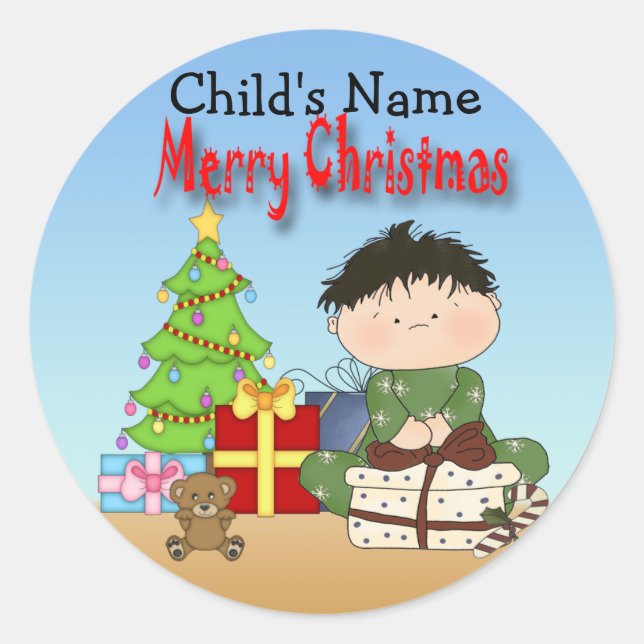 Christmas Toddler Boy Round Stickers (Front)
