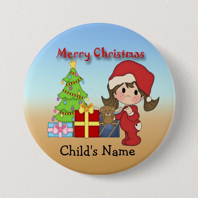 Christmas Toddler Girl Round Button (Front)