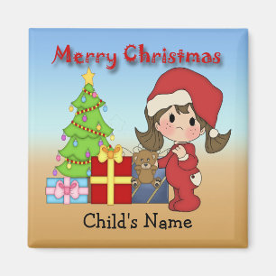 Christmas Toddler Girl Round Magnet