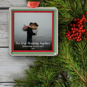 Christmas Together photo couple holiday Metal Ornament