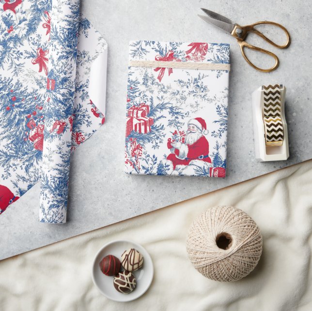 Christmas-Toile-digital-paper Chinoiseries Wrapping Paper (Crafts)