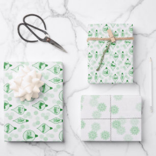Christmas Toile in Green. Wrapping Paper Sheets