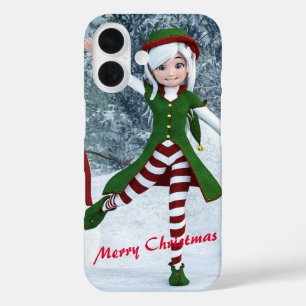 Christmas Toon Girl in a Winter Forest iPhone 16 Case