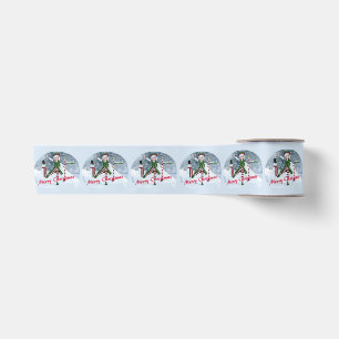 Christmas Toon Girl in a Winter Forest Satin Ribbon