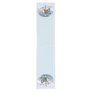 Christmas Toon Girl in a Winter Forest Short Table Runner