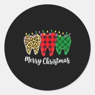 Christmas Tooth Dentist Dental Istant Teeth Leopar Classic Round Sticker