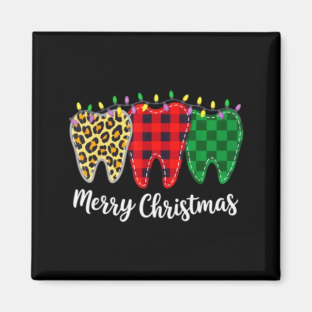 Christmas Tooth Dentist Dental Istant Teeth Leopar Magnet (Front)