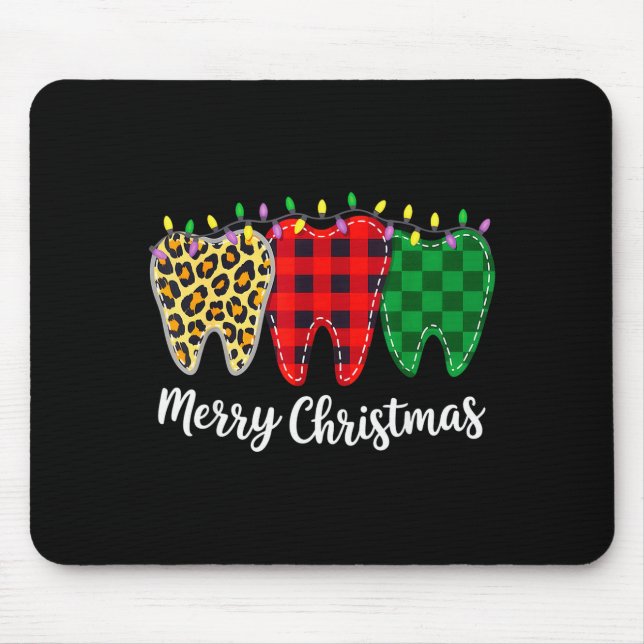 Christmas Tooth Dentist Dental Istant Teeth Leopar Mouse Pad (Front)