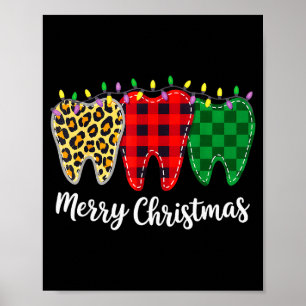 Christmas Tooth Dentist Dental Istant Teeth Leopar Poster