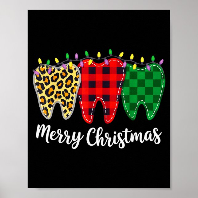 Christmas Tooth Dentist Dental Istant Teeth Leopar Poster (Front)