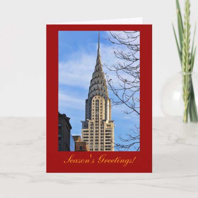 Christmas:Top of the Chrysler Building, Bare Trees Holiday Card (Front)