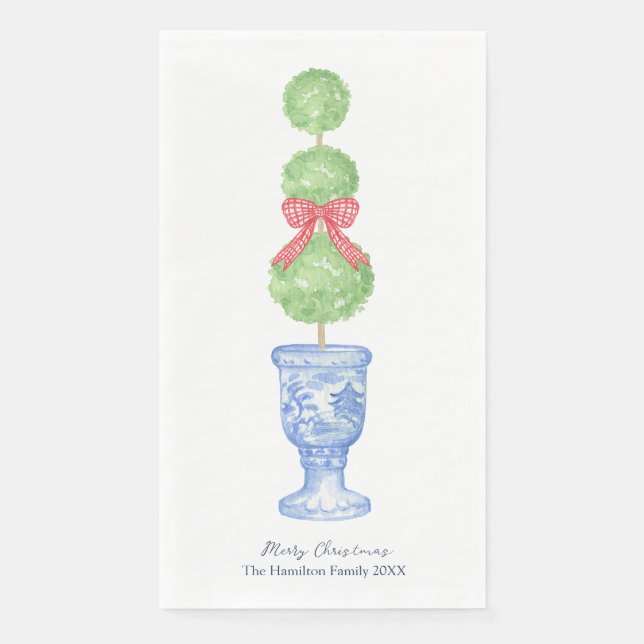 Christmas Topiary Coquette Chinoiserie Guest Towel Napkin (Front)