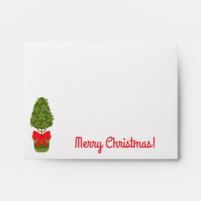 Christmas Topiary Personalised Stationery Envelope (Front)