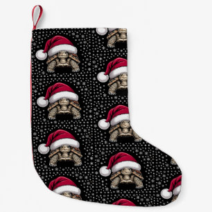 Christmas Tortoise Santa Hat Snowflakes Turtle Small Christmas Stocking