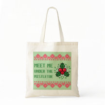Christmas tote bag Meet me under the mistletoe