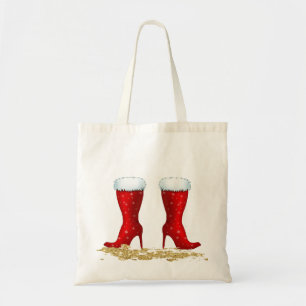Christmas Tote with Fancy fur lined red boots