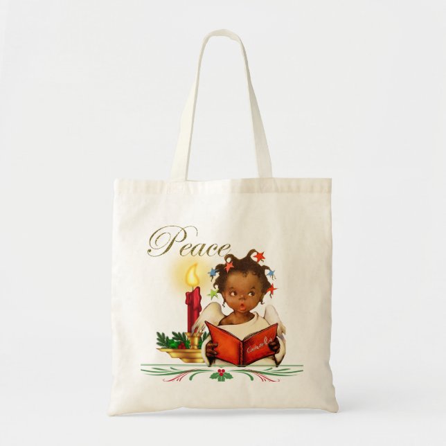 Christmas Tote with Vintage African American Girl Bag (Front)