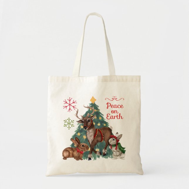 Christmas tote with Woodland ANimals (Front)