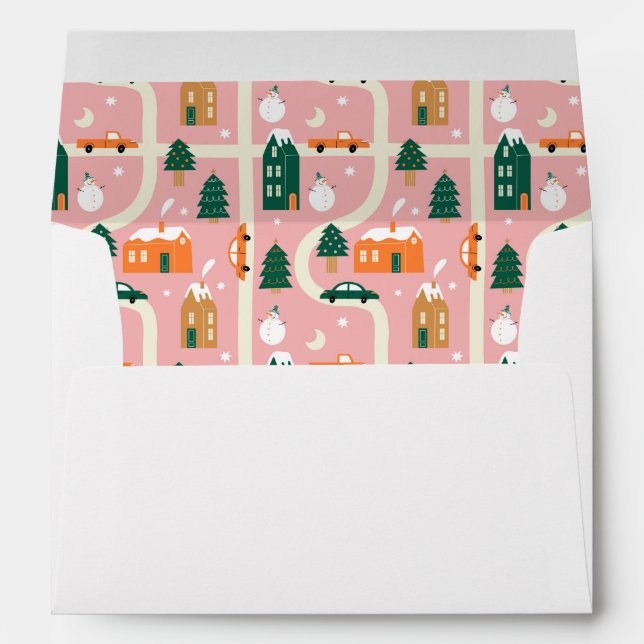 Christmas Town Holiday Map Pattern Envelope (Back (Bottom))