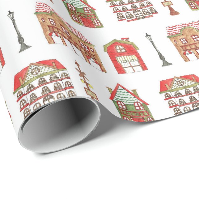 Christmas Town Houses Wrapping Papers Wrapping Paper (Roll Corner)