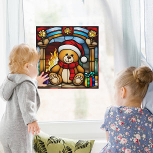 Christmas Toy Bear Faux Stained Glass