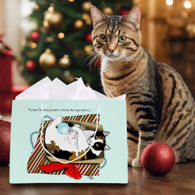 Christmas Toy Box Cat Large Gift Bag (Creator Uploaded)