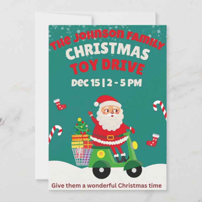 Christmas Toy Drive Family or Corporate Charity Invitation (Front)