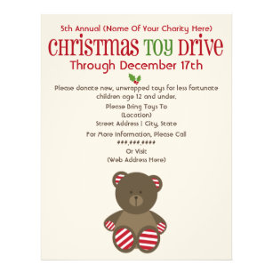 Christmas Toy Drive Striped Bear Flyer