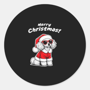 Christmas Toy Poodle Funny Santa Dog Cute Holiday Classic Round Sticker