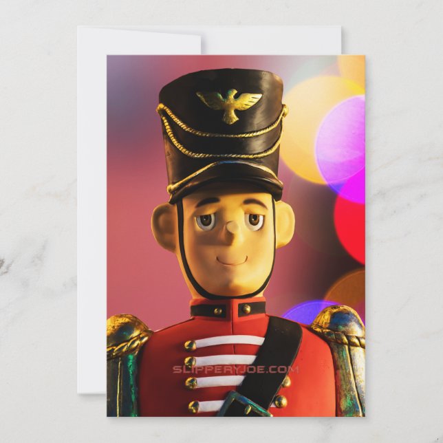 Christmas toy soldier figurine SlipperyJoe gay pri Holiday Card (Front)