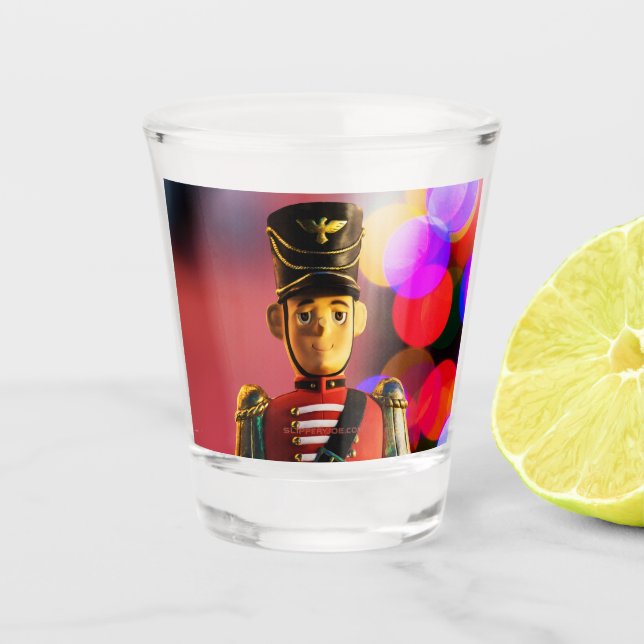 Christmas toy soldier figurine SlipperyJoe gay pri Shot Glass (Front)
