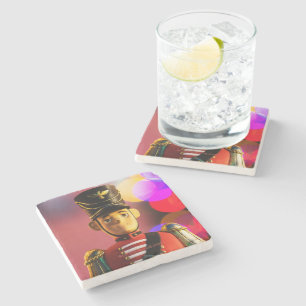 Christmas toy soldier figurine SlipperyJoe gay pri Stone Coaster