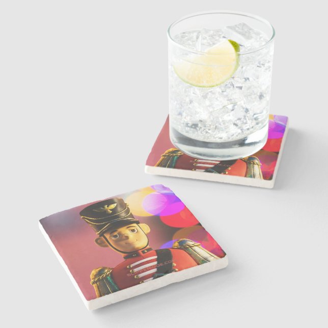 Christmas toy soldier figurine SlipperyJoe gay pri Stone Coaster (Side)