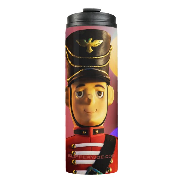 Christmas toy soldier figurine SlipperyJoe gay pri Thermal Tumbler (Front)