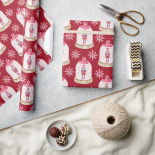 Christmas Toy Soldier Watercolor Snowflakes Wrapping Paper