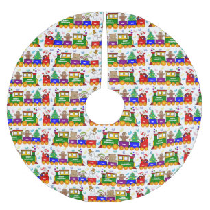 Christmas Toy Train Brushed Polyester Tree Skirt
