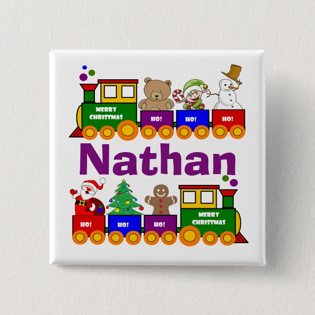 Christmas Toy Train Personalised 15 Cm Square Badge (Front)