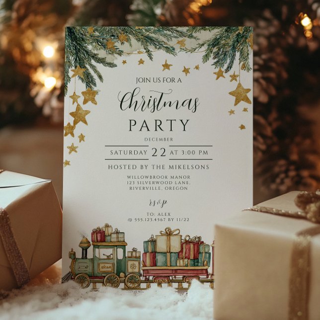 Christmas Toy Train Under the Tree Invitation (Creator Uploaded)