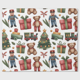 Christmas Toyland & Trains Wrapping Paper for Kids