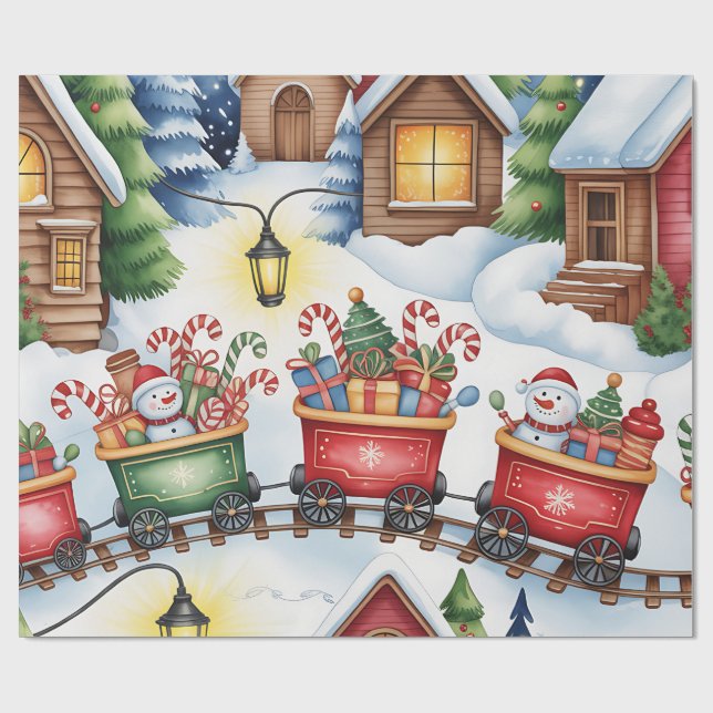 Christmas Toyland & Trains Wrapping Paper for Kids (Flat)