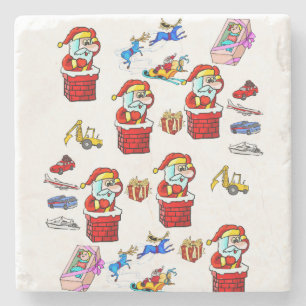 Christmas Toys Marble Stone Coaster, Santa Coaster