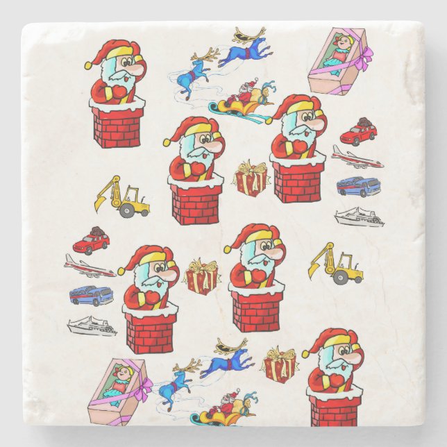 Christmas Toys Marble Stone Coaster, Santa  Stone Coaster (Front)